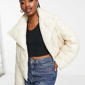 ASOS DESIGN cropped onion quilted jacket in cream